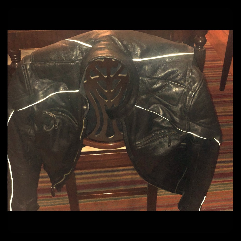 First Class leather black motorcycle jacket